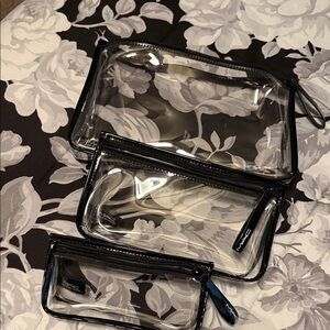 MAC Cosmetics Transparent Makeup Bags Set - Black Trim